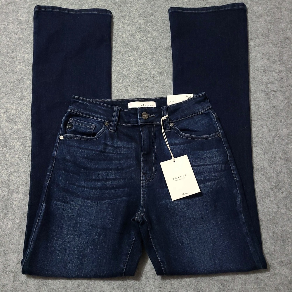 KanCan Jeans Women 5/26 Dark Wash High Rise Slim Straight